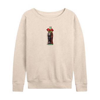 Women's Coca-Cola Bottle Holiday Bow French Terry Long Sleeve Tee