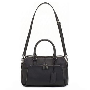 Mancini Pebbled Jennifer Satchel Bag with Crossbody Strap