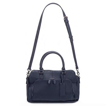 Mancini Pebbled Jennifer Satchel Bag with Crossbody Strap