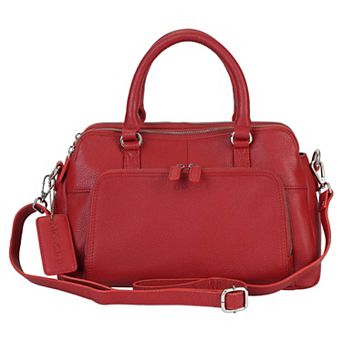 Mancini Pebbled Jennifer Satchel Bag with Crossbody Strap