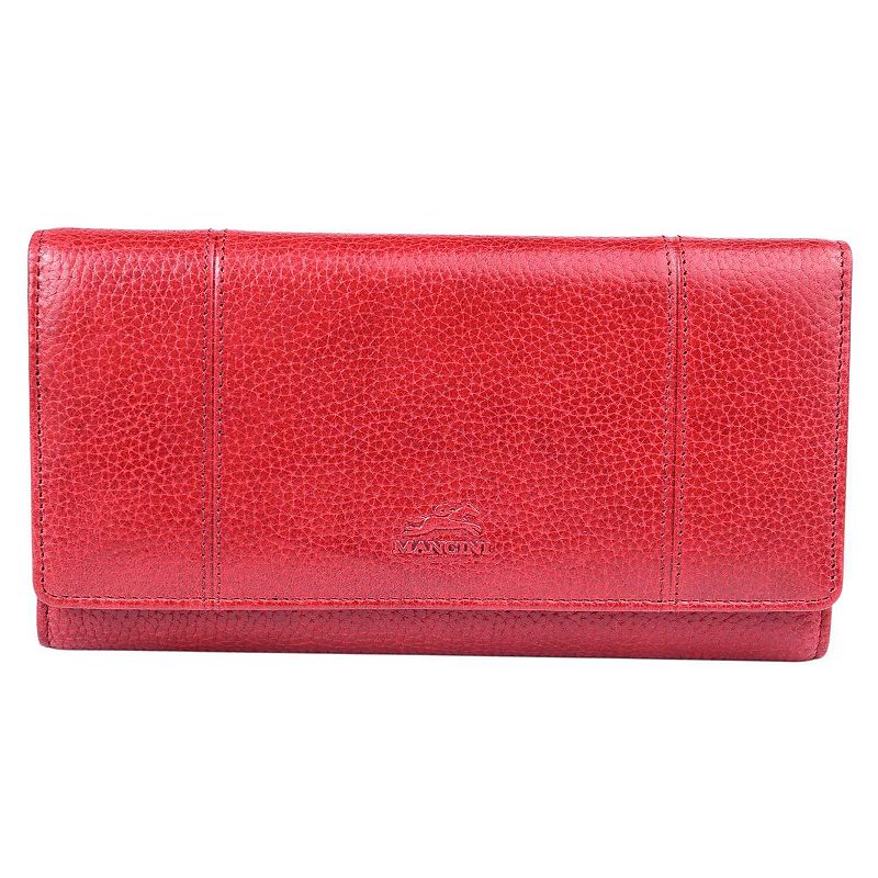 Mancini Fifth Avenue RFID Secure Trifold Wallet, Red