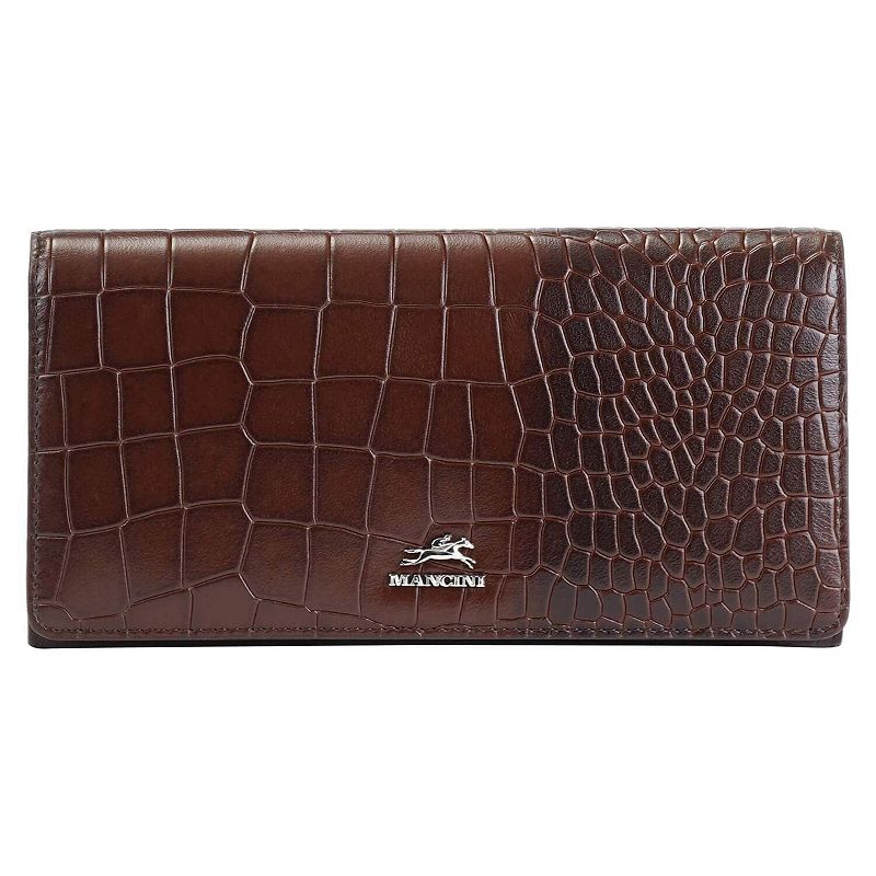 Mancini Croco2 Trifold Wallet With Enhanced RFID Security, Brown