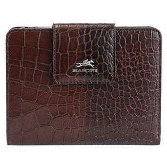 Mancini Croco2 Medium Clutch Wallet With Enhanced RFID Protection
