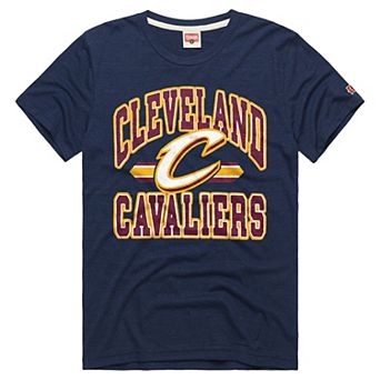 Unisex Homage Navy Cleveland Cavaliers Stripes Tri-Blend T-Shirt