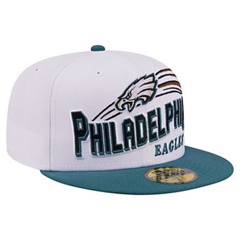 Men's New Era White/Midnight Green Philadelphia Eagles Retro Swoop 59FIFTY Fitted Hat