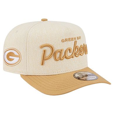 Men's New Era Cream Green Bay Packers Herringbone 9FIFTY A-Frame Snapback Hat