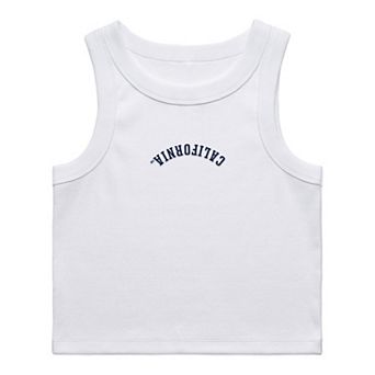 Women's Uscape Apparel White Cal Bears Upside Down Embroidery Ribbed Tank Top