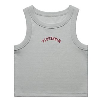 Women's Uscape Apparel Gray Minnesota Golden Gophers Upside Down Embroidery Ribbed Tank Top