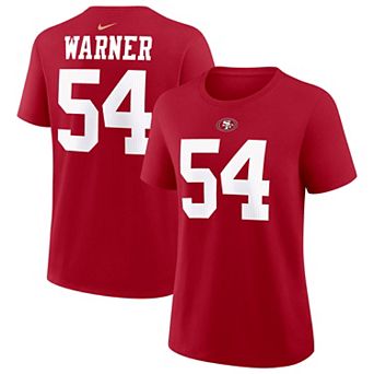Women's Nike Fred Warner Scarlet San Francisco 49ers Name & Number T-Shirt
