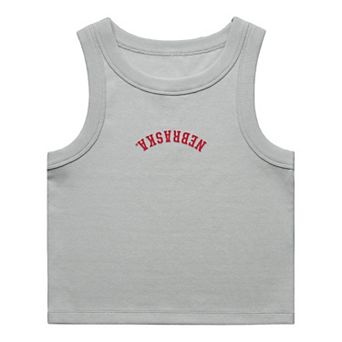 Women's Uscape Apparel Gray Nebraska Huskers Upside Down Embroidery Ribbed Tank Top
