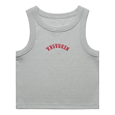 Women's Uscape Apparel Gray Nebraska Huskers Upside Down Embroidery Ribbed Tank Top