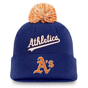 Men's Nike Royal Athletics Peak Cuffed Knit Hat with Pom