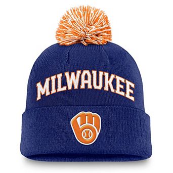 Men's Nike Royal Milwaukee Brewers Peak Cuffed Knit Hat with Pom
