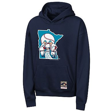 Youth Mitchell & Ness Navy Minnesota Twins Retro Logo Hoodie
