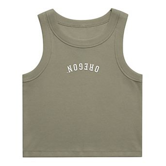 Women's Uscape Apparel Green Oregon Ducks Upside Down Embroidery Ribbed Tank Top