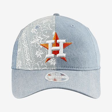 Women's New Era Houston Astros Denim Patchwork 9TWENTY Adjustable Hat
