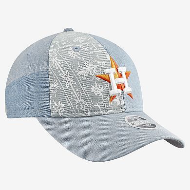 Women's New Era Houston Astros Denim Patchwork 9TWENTY Adjustable Hat