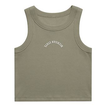 Women's Uscape Apparel Green Michigan State Spartans Upside Down Embroidery Ribbed Tank Top