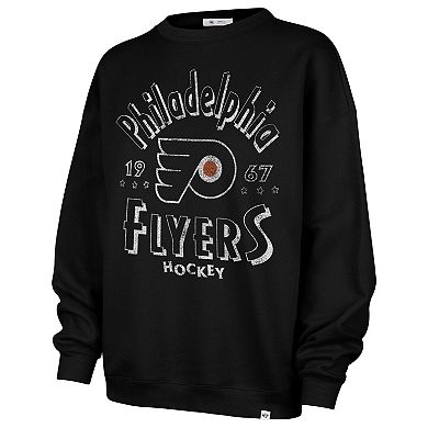 Women's '47 Black Philadelphia Flyers Circle Change Stars Oversized Sweatshirt