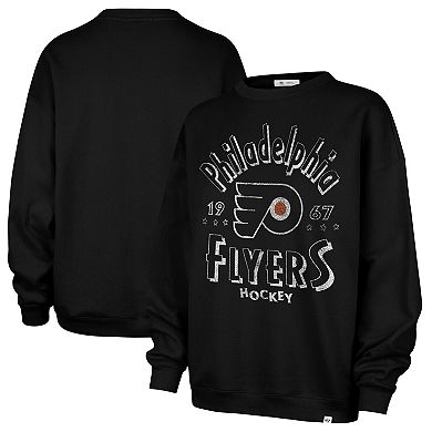 Women's '47 Black Philadelphia Flyers Circle Change Stars Oversized Sweatshirt