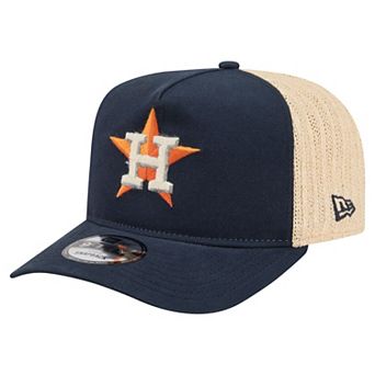 Men's New Era Navy/Natural Houston Astros Grained 9FIFTY A-Frame Trucker Adjustable Hat