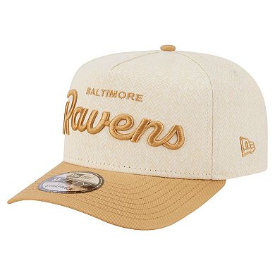 Men's New Era Cream Baltimore Ravens Herringbone 9FIFTY A-Frame Snapback Hat
