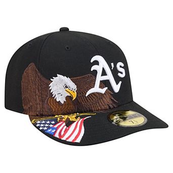 Men's New Era Black Athletics Americana Bald Eagle Pre-Curved 59FIFTY Fitted Hat