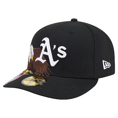 Men's New Era Black Athletics Americana Bald Eagle Pre-Curved 59FIFTY Fitted Hat