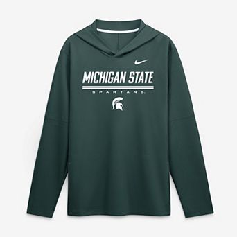 Men's Nike Green Michigan State Spartans 2026 Sideline Lightweight Long Sleeve Hooded Dri-FIT Top