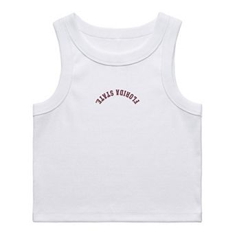 Women's Uscape Apparel White Florida State Seminoles Upside Down Embroidery Ribbed Tank Top
