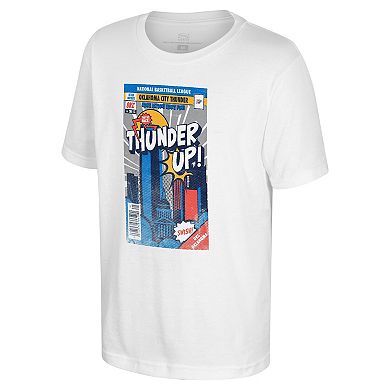 Youth Stadium Essentials White Oklahoma City Thunder Comic Book Cover T-Shirt