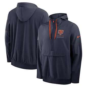 Men's Nike Navy Chicago Bears Sideline Anorak Half-Zip Hooded Jacket
