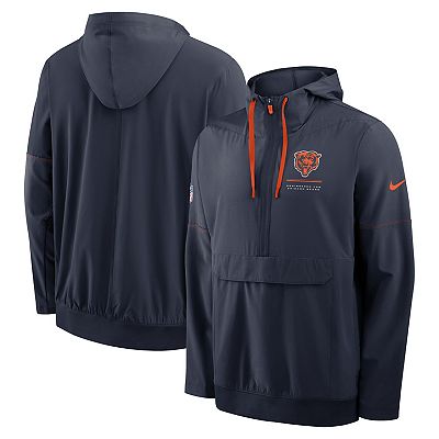 Men's Nike Navy Chicago Bears Sideline Anorak Half-Zip Hooded Jacket