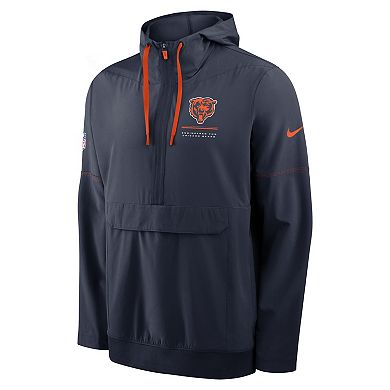 Men's Nike Navy Chicago Bears Sideline Anorak Half-Zip Hooded Jacket
