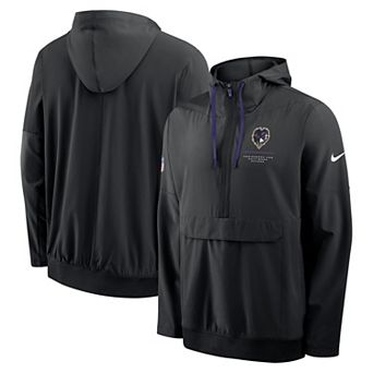 Men's Nike Black Baltimore Ravens Sideline Anorak Half-Zip Hooded Jacket