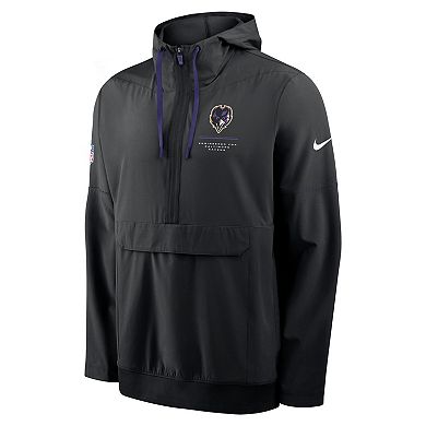 Men's Nike Black Baltimore Ravens Sideline Anorak Half-Zip Hooded Jacket