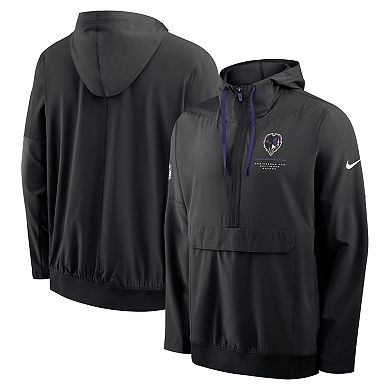 Men's Nike Black Baltimore Ravens Sideline Anorak Half-Zip Hooded Jacket