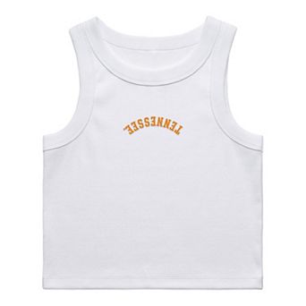 Women's Uscape Apparel White Tennessee Volunteers Upside Down Embroidery Ribbed Tank Top