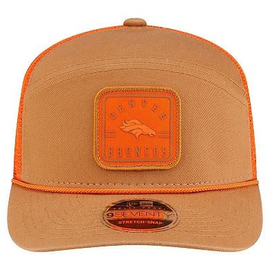 Men's New Era Brown/Orange Denver Broncos Team Patch Split Panel 9SEVENTY Adjustable Trucker Hat