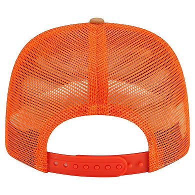 Men's New Era Brown/Orange Denver Broncos Team Patch Split Panel 9SEVENTY Adjustable Trucker Hat
