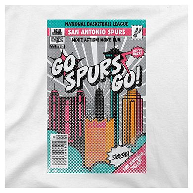 Youth Stadium Essentials White San Antonio Spurs Comic Book Cover T-Shirt