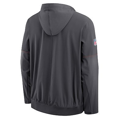 Men's Nike Charcoal Cleveland Browns Sideline Anorak Half-Zip Hooded Jacket