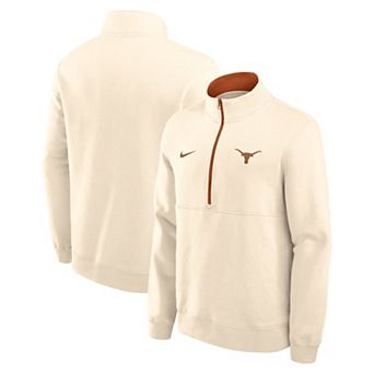 Men's Nike Cream Texas Longhorns Primetime Club Fleece Half-Zip Pullover