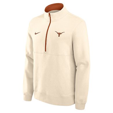 Men's Nike Cream Texas Longhorns Primetime Club Fleece Half-Zip Pullover