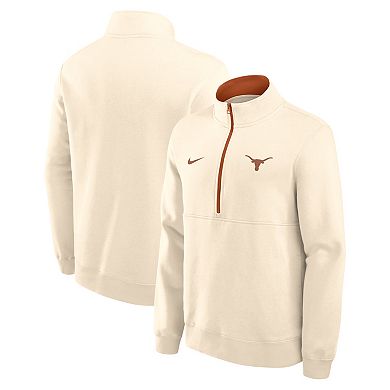 Men's Nike Cream Texas Longhorns Primetime Club Fleece Half-Zip Pullover