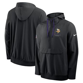 Men's Nike Black Minnesota Vikings Sideline Anorak Half-Zip Hooded Jacket
