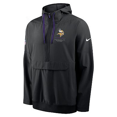 Men's Nike Black Minnesota Vikings Sideline Anorak Half-Zip Hooded Jacket