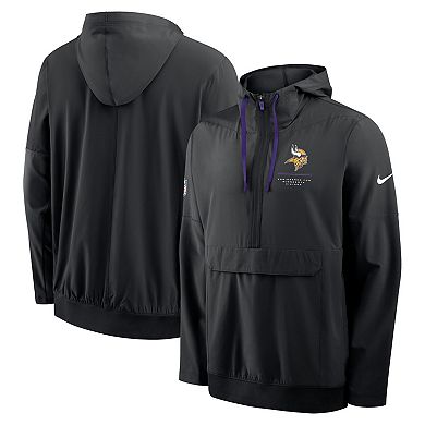 Men's Nike Black Minnesota Vikings Sideline Anorak Half-Zip Hooded Jacket