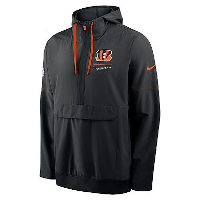 Men's Nike Black Cincinnati Bengals Sideline Anorak Half-Zip Hooded Jacket