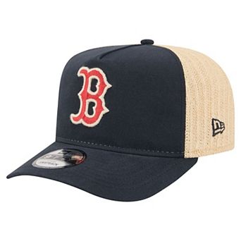 Men's New Era Navy/Natural Boston Red Sox Grained 9FIFTY A-Frame Trucker Adjustable Hat